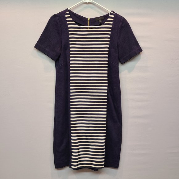 J Crew Dress Blue Short Sleeve Striped Front Womens 2 - Picture 6 of 6